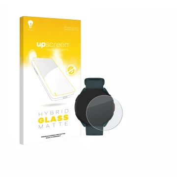 Face avant d’un emballage produit avec le logo de la marque upscreen. À côté, l’appareil Polar Pacer est représenté avec la pr