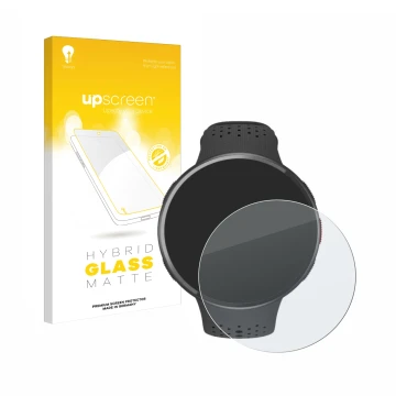 Face avant d’un emballage produit avec le logo de la marque upscreen. À côté, l’appareil Polar Pacer Pro est représenté avec l