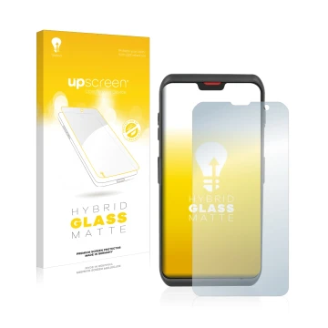 Face avant d’un emballage produit avec le logo de la marque upscreen. À côté, l’appareil Honeywell ScanPal EDA52 est représent