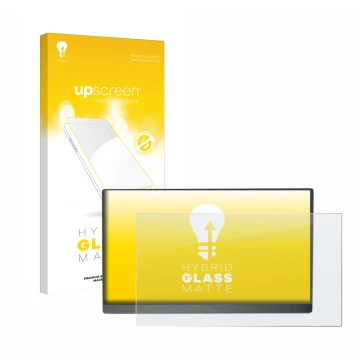 Face avant d’un emballage produit avec le logo de la marque upscreen. À côté, l’appareil Arzopa 15.6