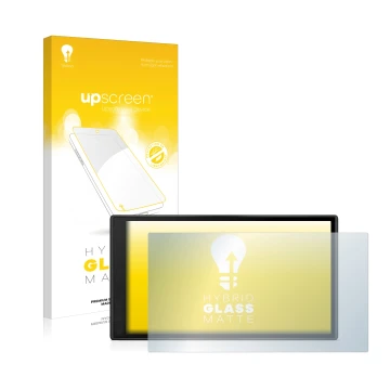 Face avant d’un emballage produit avec le logo de la marque upscreen. À côté, l’appareil Garmin DriveSmart 66 est représenté a