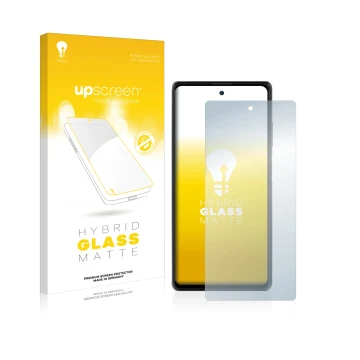 Face avant d’un emballage produit avec le logo de la marque upscreen. À côté, l’appareil Blackview A100 est représenté avec la