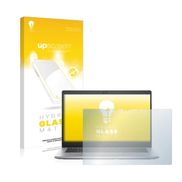Face avant d’un emballage produit avec le logo de la marque upscreen. À côté, l’appareil Dell Latitude 5320 2-in-1 Touch est r