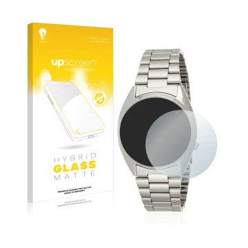 Face avant d’un emballage produit avec le logo de la marque upscreen. À côté, l’appareil Seiko 5 Automatik SNXS77K est représe
