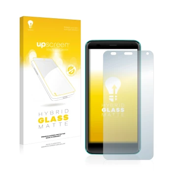 Face avant d’un emballage produit avec le logo de la marque upscreen. À côté, l’appareil Logicom Le Swipe est représenté avec 