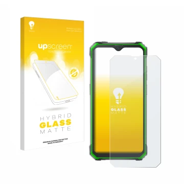 Face avant d’un emballage produit avec le logo de la marque upscreen. À côté, l’appareil Blackview BV7100 est représenté avec 