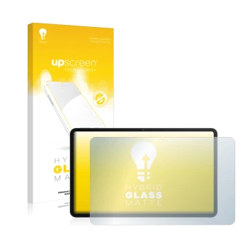 Face avant d’un emballage produit avec le logo de la marque upscreen. À côté, l’appareil Honor Pad 8 est représenté avec la pr