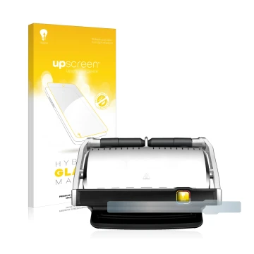 Face avant d’un emballage produit avec le logo de la marque upscreen. À côté, l’appareil Tefal OptiGrill Elite XL est représen