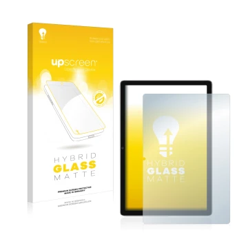 Face avant d’un emballage produit avec le logo de la marque upscreen. À côté, l’appareil Blackview Tab 13 est représenté avec 