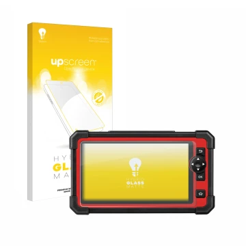 Face avant d’un emballage produit avec le logo de la marque upscreen. À côté, l’appareil Launch X-431 CRP919E est représenté a