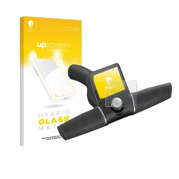Face avant d’un emballage produit avec le logo de la marque upscreen. À côté, l’appareil Motocaddy M3 GPS Electric Trolley 202