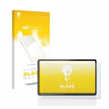 Face avant d’un emballage produit avec le logo de la marque upscreen. À côté, l’appareil Lenovo Tab P11 Gen 2 est représenté a