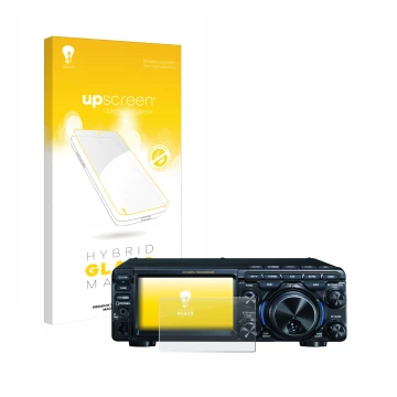 Face avant d’un emballage produit avec le logo de la marque upscreen. À côté, l’appareil Yaesu FT-710 est représenté avec la p