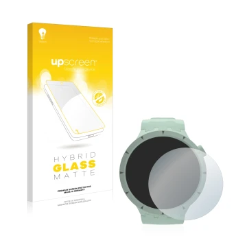 Face avant d’un emballage produit avec le logo de la marque upscreen. À côté, l’appareil Swatch Big Bold Bioceramic est représ