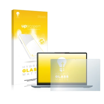 Face avant d’un emballage produit avec le logo de la marque upscreen. À côté, l’appareil Lenovo IdeaPad Flex 5 14