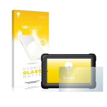 Face avant d’un emballage produit avec le logo de la marque upscreen. À côté, l’appareil Launch X-431 PROS V 8