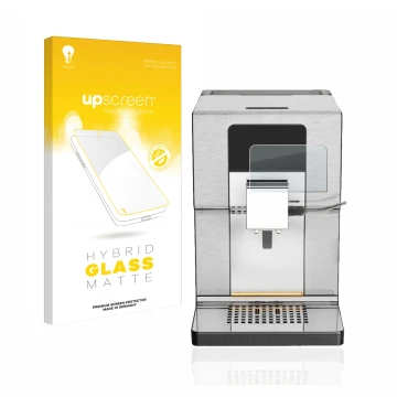 Face avant d’un emballage produit avec le logo de la marque upscreen. À côté, l’appareil Krups Intuition Experience+ EA877D10 