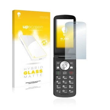 Face avant d’un emballage produit avec le logo de la marque upscreen. À côté, l’appareil Emporia TOUCHsmart.2 est représenté a