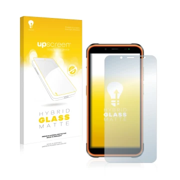 Face avant d’un emballage produit avec le logo de la marque upscreen. À côté, l’appareil Ulefone Power Armor 16 Pro est représ