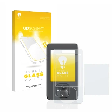 Face avant d’un emballage produit avec le logo de la marque upscreen. À côté, l’appareil Dexcom G7 CGM est représenté avec la 