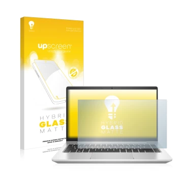 Face avant d’un emballage produit avec le logo de la marque upscreen. À côté, l’appareil HP ProBook 440 G9 est représenté avec