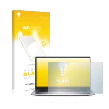 Face avant d’un emballage produit avec le logo de la marque upscreen. À côté, l’appareil Dell Latitude 9520 2-in-1 est représe