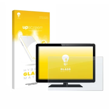 Face avant d’un emballage produit avec le logo de la marque upscreen. À côté, l’appareil est représenté avec la protection d’é