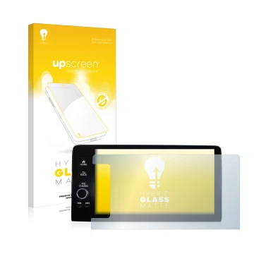 Face avant d’un emballage produit avec le logo de la marque upscreen. À côté, l’appareil Honda HR-V 2022 Navigationssystem con