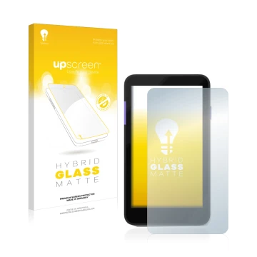 Face avant d’un emballage produit avec le logo de la marque upscreen. À côté, l’appareil Zettle Terminal (by Paypal) est repré