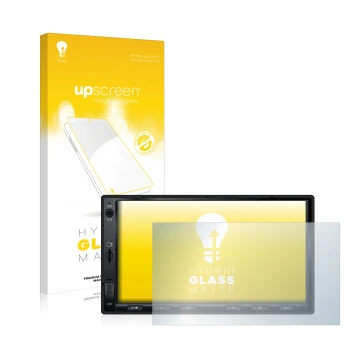 Face avant d’un emballage produit avec le logo de la marque upscreen. À côté, l’appareil Atoto S8 Standard 7 zoll est représen
