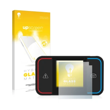 Face avant d’un emballage produit avec le logo de la marque upscreen. À côté, l’appareil Saphe Drive Pro est représenté avec l