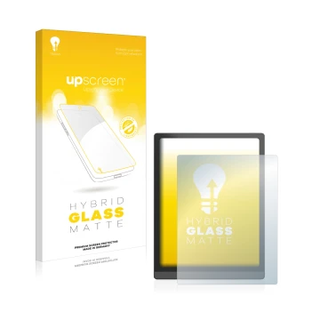 Face avant d’un emballage produit avec le logo de la marque upscreen. À côté, l’appareil Boox Tab X est représenté avec la pro