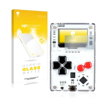 Face avant d’un emballage produit avec le logo de la marque upscreen. À côté, l’appareil Arduboy FX est représenté avec la pro