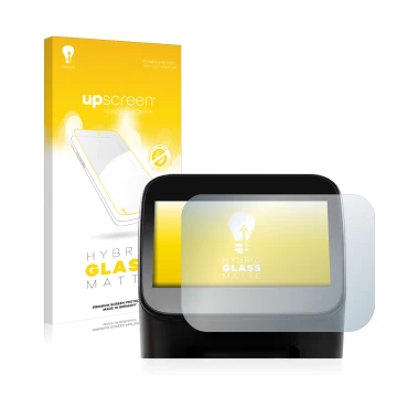 Face avant d’un emballage produit avec le logo de la marque upscreen. À côté, l’appareil Shaper Origin Gen2 est représenté ave