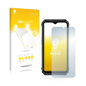 Face avant d’un emballage produit avec le logo de la marque upscreen. À côté, l’appareil Ulefone Power Armor 18T est représent