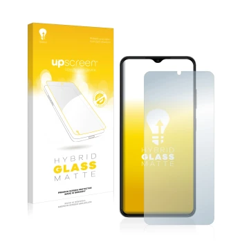 Face avant d’un emballage produit avec le logo de la marque upscreen. À côté, l’appareil ZTE Blade V40 Design est représenté a