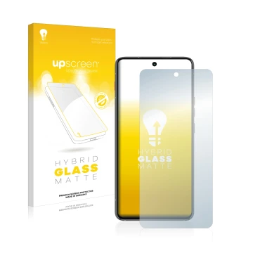 Face avant d’un emballage produit avec le logo de la marque upscreen. À côté, l’appareil Motorola ThinkPhone est représenté av