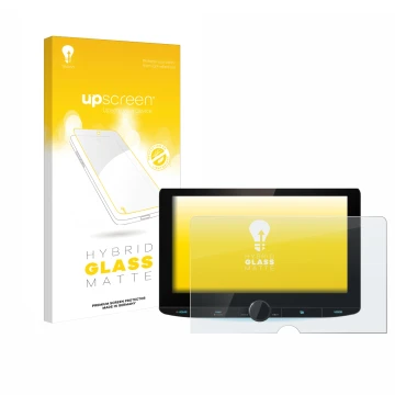 Face avant d’un emballage produit avec le logo de la marque upscreen. À côté, l’appareil Kenwood DNR992RVS est représenté avec