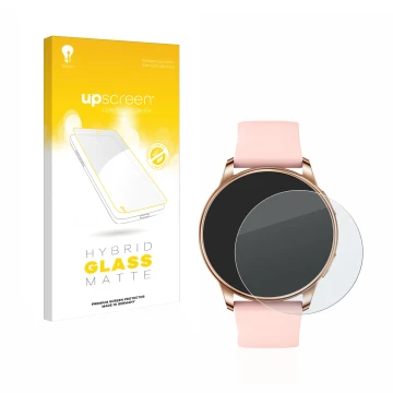 Face avant d’un emballage produit avec le logo de la marque upscreen. À côté, l’appareil Levowatch F2 est représenté avec la p