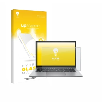 Face avant d’un emballage produit avec le logo de la marque upscreen. À côté, l’appareil HP Zbook Firefly 14 G9 est représenté