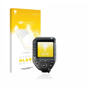 Face avant d’un emballage produit avec le logo de la marque upscreen. À côté, l’appareil Godox XPro II est représenté avec la 