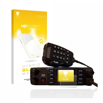 Face avant d’un emballage produit avec le logo de la marque upscreen. À côté, l’appareil AnyTone AT-D578UV plus est représenté
