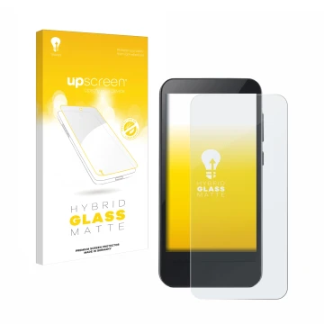 Face avant d’un emballage produit avec le logo de la marque upscreen. À côté, l’appareil Omnipod 5 est représenté avec la prot