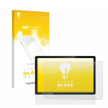 Face avant d’un emballage produit avec le logo de la marque upscreen. À côté, l’appareil Blackview Tab 12 Pro est représenté a