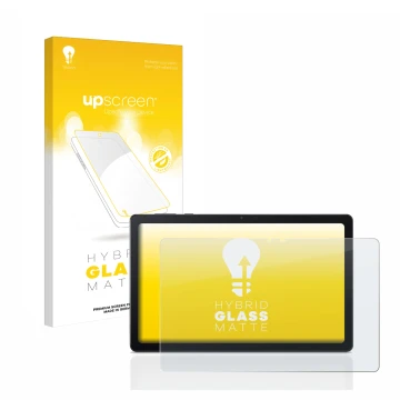 Face avant d’un emballage produit avec le logo de la marque upscreen. À côté, l’appareil Acer Iconia Tab P10 est représenté av