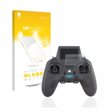 Face avant d’un emballage produit avec le logo de la marque upscreen. À côté, l’appareil Radiomaster Zorro est représenté avec