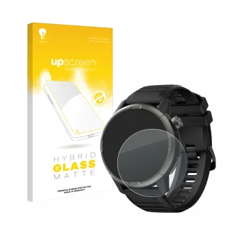 Face avant d’un emballage produit avec le logo de la marque upscreen. À côté, l’appareil Kiprun GPS 900 by Coros est représent