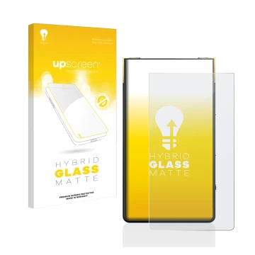 Face avant d’un emballage produit avec le logo de la marque upscreen. À côté, l’appareil Sony Walkman NW-ZX707 est représenté 