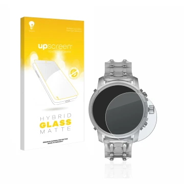 Face avant d’un emballage produit avec le logo de la marque upscreen. À côté, l’appareil Diesel Griffed (45,5 mm) est représen