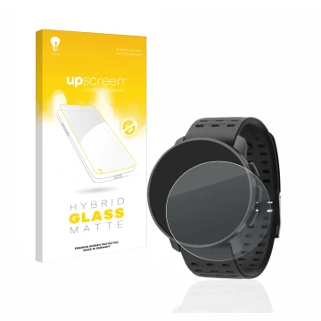 Face avant d’un emballage produit avec le logo de la marque upscreen. À côté, l’appareil Suunto 9 Peak Pro est représenté avec